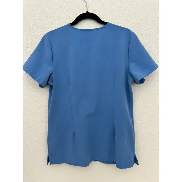 FIGS Technical Collection Womens Scrub Top Size S Blue Short Sleeve V Neck Stain - Picture 3 of 11